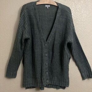 TOBI Charcoal Gray Chunky Knit Oversized Cardigan Sweater Womens Size Large
